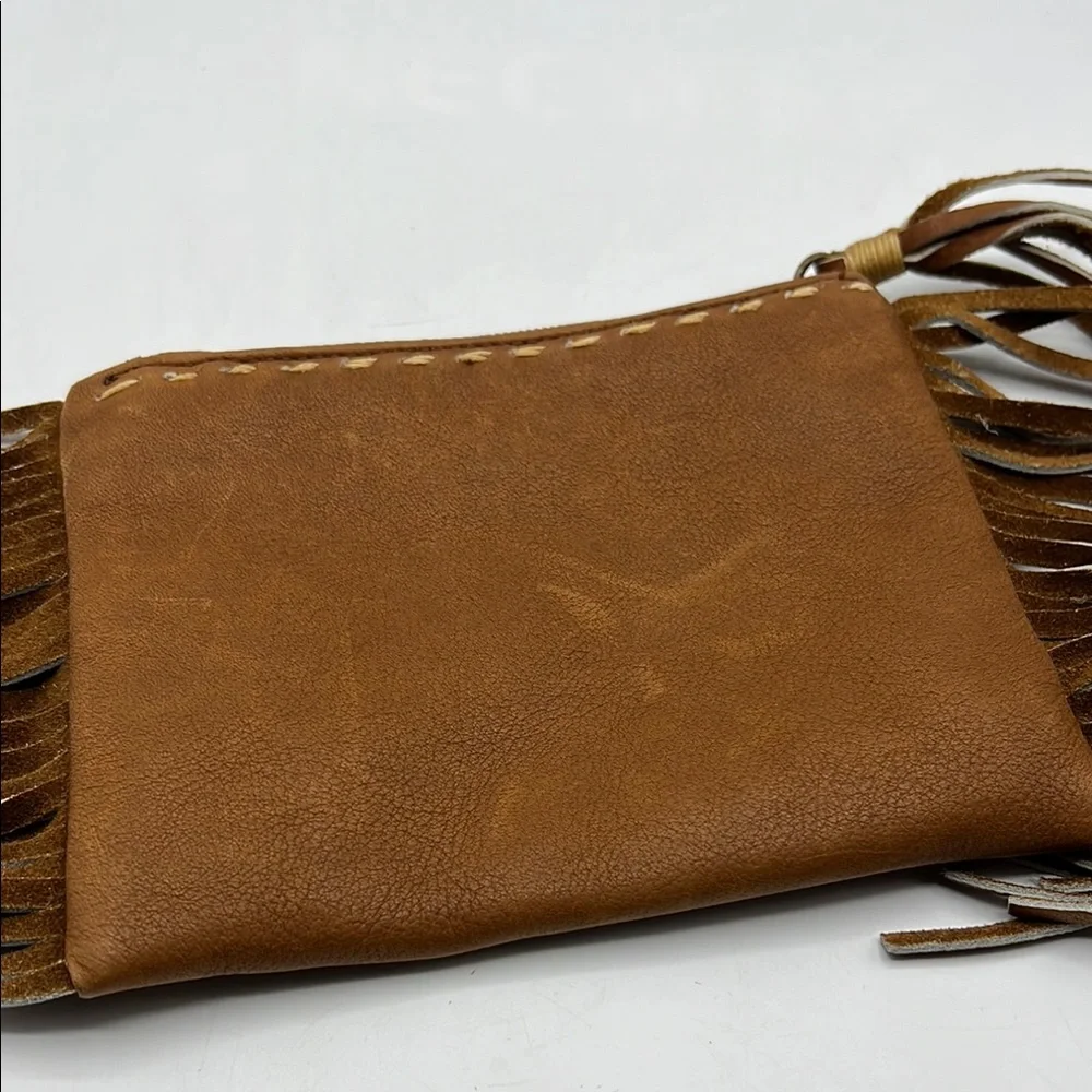 Fredd+Basha Brown‎ Fringe Clutch Boho Western Chic